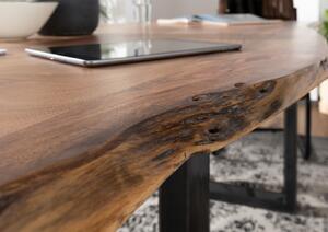 METALL Jedálenský stôl s antacitovými nohami (lesklé) 120x90, akácia, prírodná