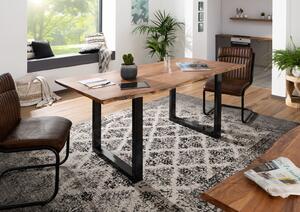 METALL Jedálenský stôl s antracitovými nohami (lesklé) 160x90, akácia, prírodná