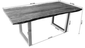 METALL Jedálenský stôl s antracitovými nohami (lesklé) 180x90, akácia, hnedá