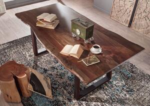 METALL Jedálenský stôl s antracitovými nohami (matné) 180x90, akácia, sivá