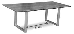 METALL Jedálenský stôl s antracitovými nohami (lesklé) 180x90, akácia, sivá
