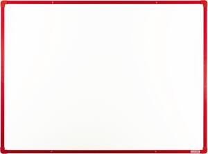Biela magnetická popisovacia tabuľa s keramickým povrchom boardOK, 1200 x 900 mm, Červený rám