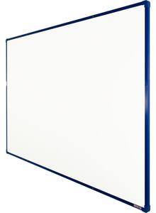 Biela magnetická popisovacia tabuľa s keramickým povrchom boardOK, 1800 x 1200 mm, modrý rám