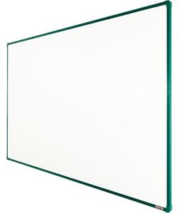 Biela magnetická popisovacia tabuľa s keramickým povrchom boardOK, 2000 x 1200 mm, zelený rám
