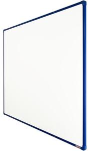Biela magnetická popisovacia tabuľa s keramickým povrchom boardOK, 1500 x 1200 mm, modrý rám