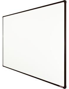 Biela magnetická popisovacia tabuľa s keramickým povrchom boardOK, 1800 x 1200 mm, hnedý rám