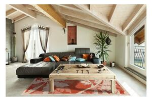 Oranžovo-béžový vonkajší koberec Floorita Palms Orange, 135 x 190 cm