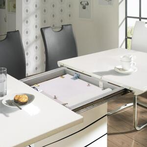 Tempo Kondela Jedálenský rozkladací stôl, biela s vysokým leskom HG, MEDAN