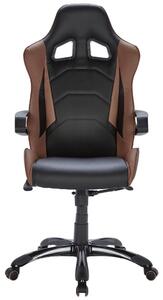HERNÁ STOLIČKA, kožený vzhľad, hnedá, čierna Xora - Kancelárske stoličky