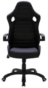 HERNÁ STOLIČKA, kožený vzhľad, čierna, biela Xora - Kancelárske stoličky