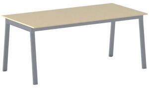 Kancelársky pracovný stôl PRIMO BASIC, sivostrieborná podnož 1800 x 900 mm, dub prírodný