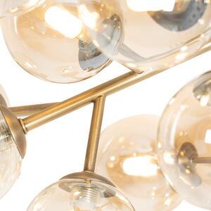 Moderné stropné svietidlo bronzové s jantárovým sklom 20 svetiel - Bianca