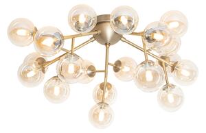 Moderné stropné svietidlo bronzové s jantárovým sklom 20 svetiel - Bianca