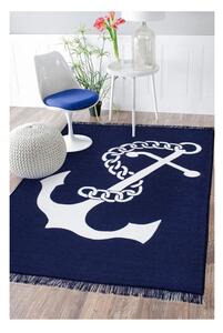 Modro-biely obojstranný koberec Anchor, 80 × 150 cm