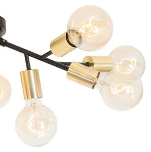 Dizajnové stropné svietidlo čierne so zlatým 12-svetlom - Juul