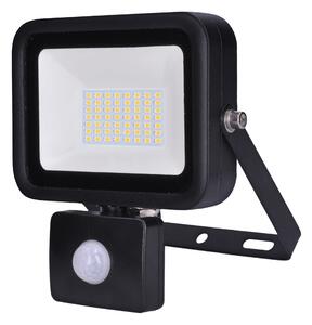Čierny LED reflektor 50W s pohybovým snímačom