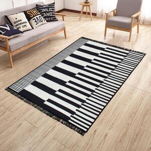 Čierno-biely obojstranný koberec Klotho, 120 × 180 cm