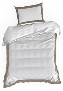 Dekorstudio Exkluzívne posteľné obliečky LAURA - biele s hnedým lémom Rozmer posteľných obliečok: Šírka x Dĺžka: 160x200cm + 2 ks 70x80 cm
