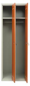 Kovová šatníková skrinka s drevenými dverami, 60 x 50 x 180 cm, cylindrický zámok