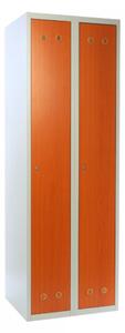 Kovová šatníková skrinka s drevenými dverami, 60 x 50 x 180 cm, cylindrický zámok