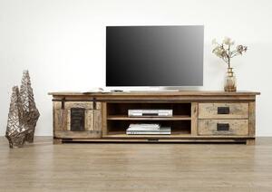 IRON III. TV stolík 200x50 cm, mango, prírodná