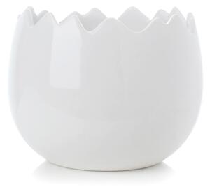 Kvetináč - biely šrkupinka keramika 14,5*14,5*11,5cm