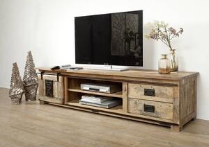 IRON III. TV stolík 200x50 cm, mango, prírodná