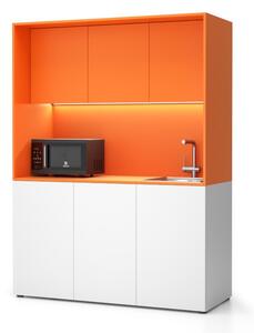 Kuchynka NIKA s drezom a batériou 1481 x 600 x 2000 mm, oranžová, pravá