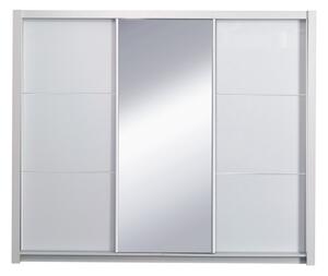 TEMPO Skriňa s posuvnými dverami, biela / vysoký biely lesk, 258x213, ASIENA