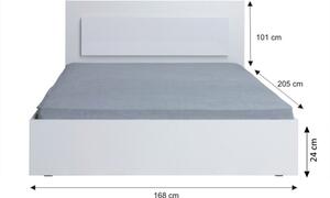 KONDELA Manželská posteľ, 160x200, biela/ vysoký biely lesk HG, ASIENA