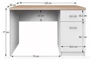 TEMPO PC stôl 1D1S, biela / dub sonoma, TOPTY TYP 09