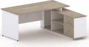 Stôl so skrinkou MIRELLI A+ 1600 x 1600 x 750 mm, biely/dub sonoma