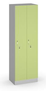 Drevená šatňová skrinka, 2 dvere, 1900x600x420 mm, sivá/zelená