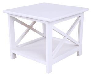 TEMPO Nočný stolík, drevo / prútie/látka, biela, Rafaello