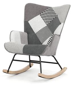 AK-374 PWBK2, Luxusné hojdacie kreslo, sivé s patchwork dizajnom