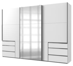 Šatníková skriňa ELIOT biela, 3 dvere, zrkadlo