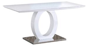 TEMPO Jedálenský stôl, biela vysoký lesk / oceľ, 150x80 cm, ZARNI