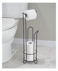 Čierny oceľový stojan na toaletný papier so zásobníkom InterDesign, výška 65 cm