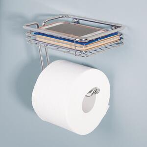 Kovový držiak na toaletný papier s košíkom iDesign