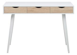 Biely pracovný stôl s 3 zásuvkami v dekore dreva Actona Neptun