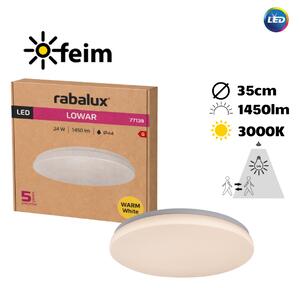 RABALUX 77139 Lowar vonkajšie stropné svietidlo so senzorom D350mm LED 24W/1450lm 3000K IP44 biela