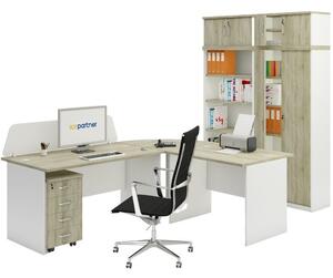 Kancelársky pracovný stôl MIRELLI A+, rovný, dĺžka 800 mm, biela/dub sonoma