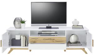 TV DIEL, dub, biela, farby duba, 178/53,6/40 cm Xora - TV nábytok