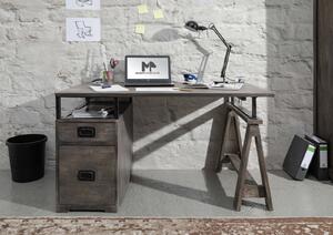 IRON Písací stôl 140x78 cm, mango, sivá