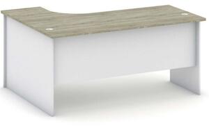 Písací stôl ergonomický pravý, biela/dub sonoma