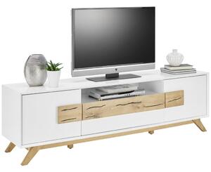 TV DIEL, dub, biela, farby dubu, 178/53,6/40 cm Xora - TV nábytok
