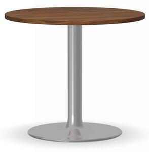 Konferenčný stolík ZEUS II, priemer 600 mm, chrómovaná podnož, doska orech