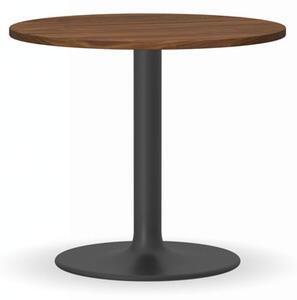Konferenčný stolík ZEUS II, priemer 600 mm, čierna podnož, doska orech