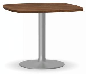 Konferenčný stolík ZEUS II, priemer 600 mm, sivá podnož, doska orech