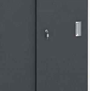 Kancelárska skriňa PRIMO, zasúvacie dvere na 2 poschodia, 1781 x 800 x 420 mm, biela / grafitová